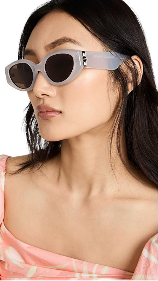 Le Specs Gymplastics Sunglasses | Semi Sheer White, Recycled, Sustainable, Oval