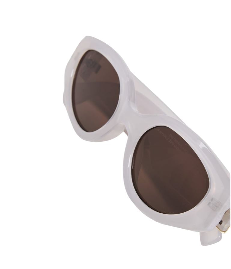 Le Specs Gymplastics Sunglasses | Semi Sheer White, Recycled, Sustainable, Oval