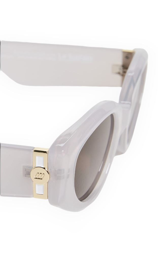 Le Specs Gymplastics Sunglasses | Semi Sheer White, Recycled, Sustainable, Oval