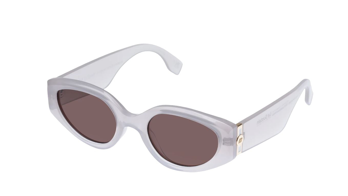 Le Specs Gymplastics Sunglasses | Semi Sheer White, Recycled, Sustainable, Oval