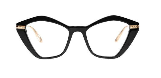 Karen Walker Rosalind Optical Glasses | Black Acetate / Gold Hardware, Cat Eye