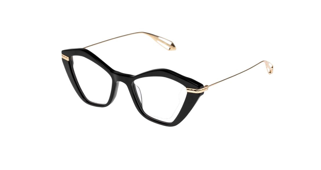 Karen Walker Rosalind Optical Glasses | Black Acetate / Gold Hardware, Cat Eye