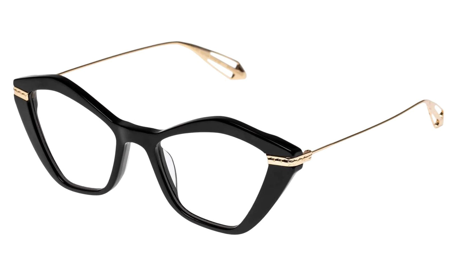 Karen Walker Rosalind Optical Glasses | Black Acetate / Gold Hardware, Cat Eye