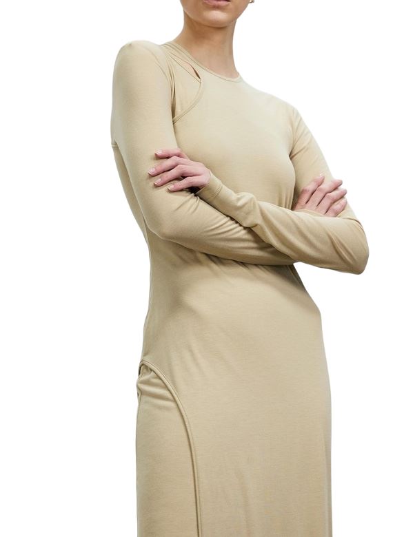 CAMILLA AND MARC Akari Dress | Knit, Stretch, Layer, Beige /Oyster, Midi, Winter