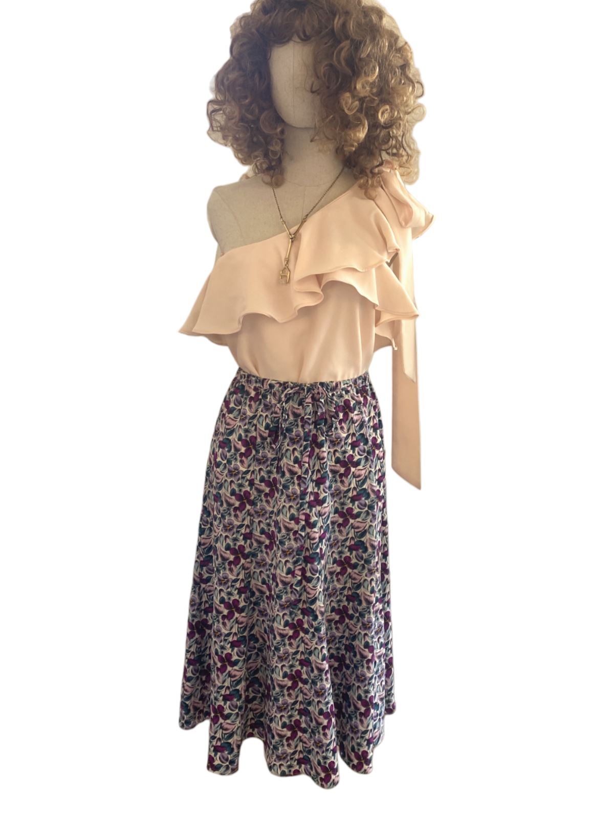 Scanlan Theodore Floral, Silk, Midi Skirt | Drawstring High Waist, Silk, AS NEW!