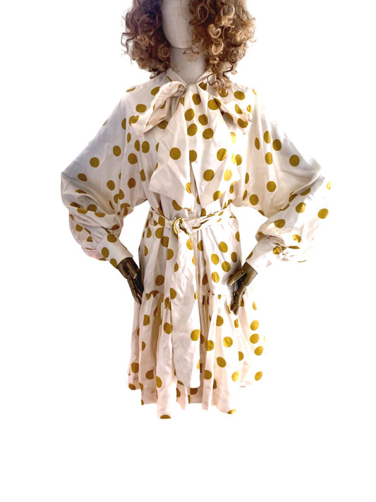 Zimmermann Celestial Confetti Mini Dress | Polka Dot, Silk, Pussy Bow, Belted