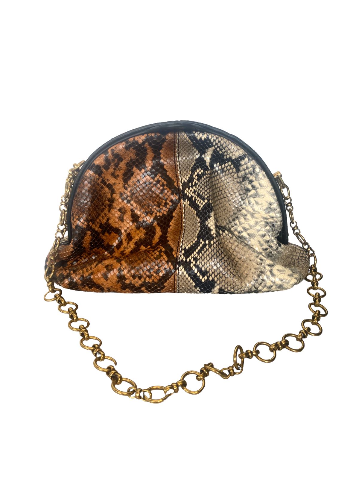 Zimmermann Cushion Shoulder Bag/Clutch | Leather, Snake Print, Gold Chain Strap