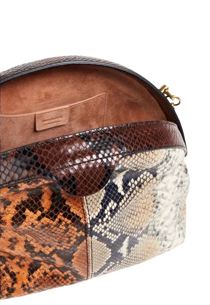 Zimmermann Cushion Shoulder Bag/Clutch | Leather, Snake Print, Gold Chain Strap