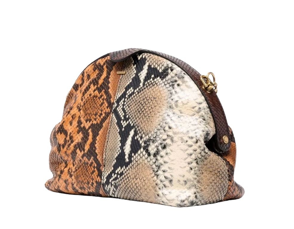 Zimmermann Cushion Shoulder Bag/Clutch | Leather, Snake Print, Gold Chain Strap