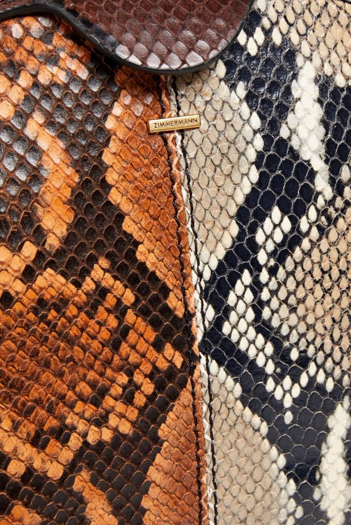 Zimmermann Cushion Shoulder Bag/Clutch | Leather, Snake Print, Gold Chain Strap