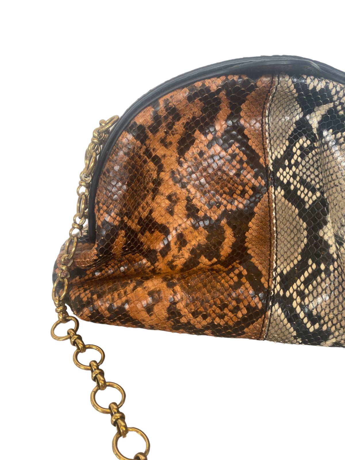 Zimmermann Cushion Shoulder Bag/Clutch | Leather, Snake Print, Gold Chain Strap