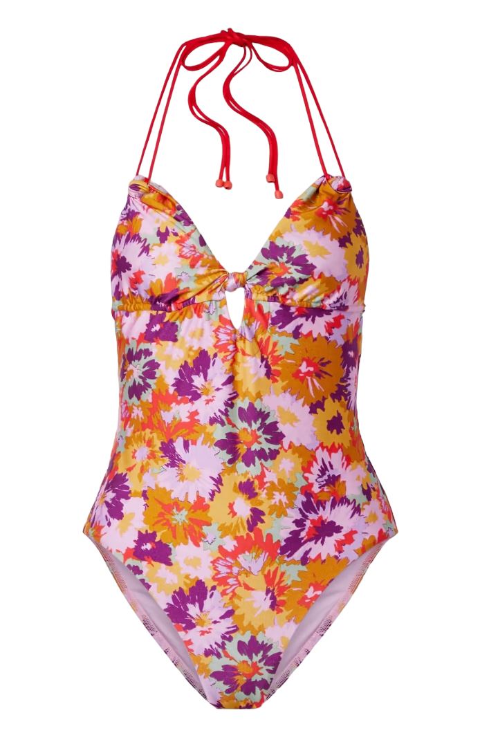 Zimmermann Violet Knotted One Piece Swimsuit | Floral, Khaki,  Tie, Cut Out