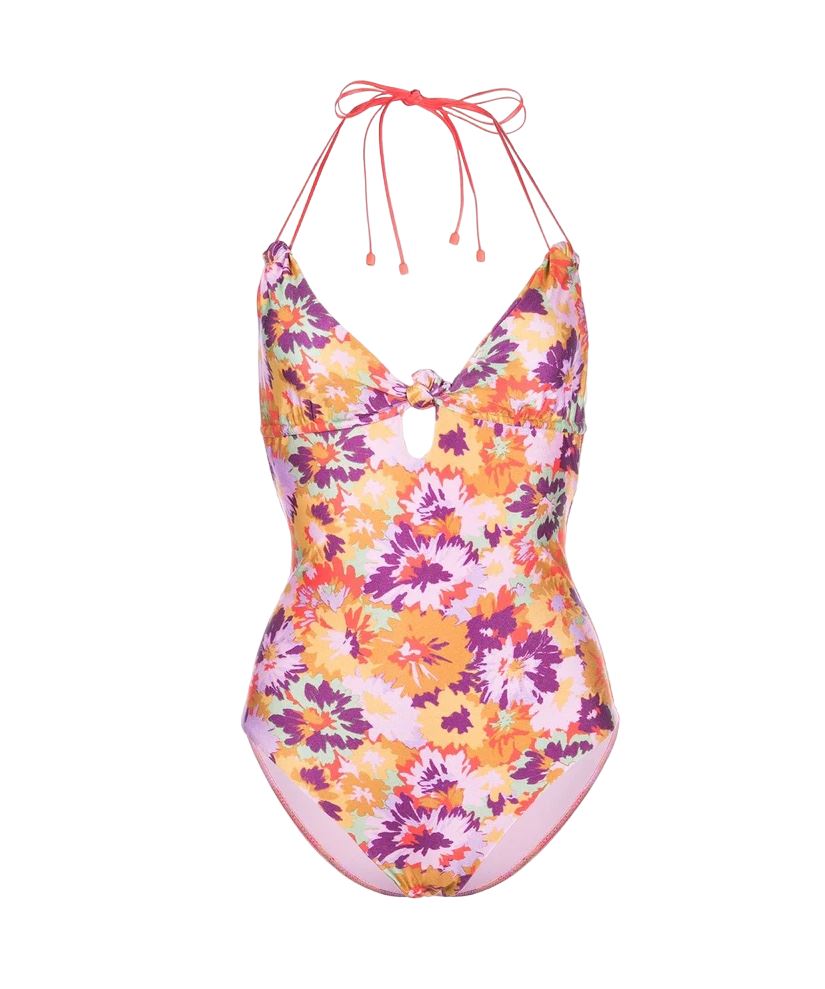 Zimmermann Violet Knotted One Piece Swimsuit | Floral, Khaki,  Tie, Cut Out