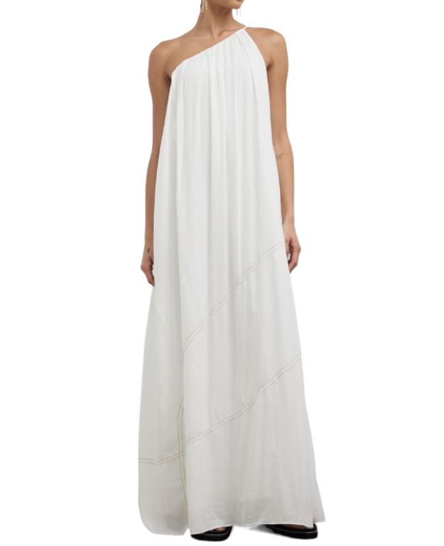 Camilla and Marc Castille One Shoulder Maxi Dress | White, One Shoulder