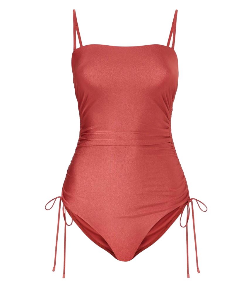 Zimmermann Jude Ruched Side One Piece | Musk, Adjustable Pulls, Bandeau Neckline