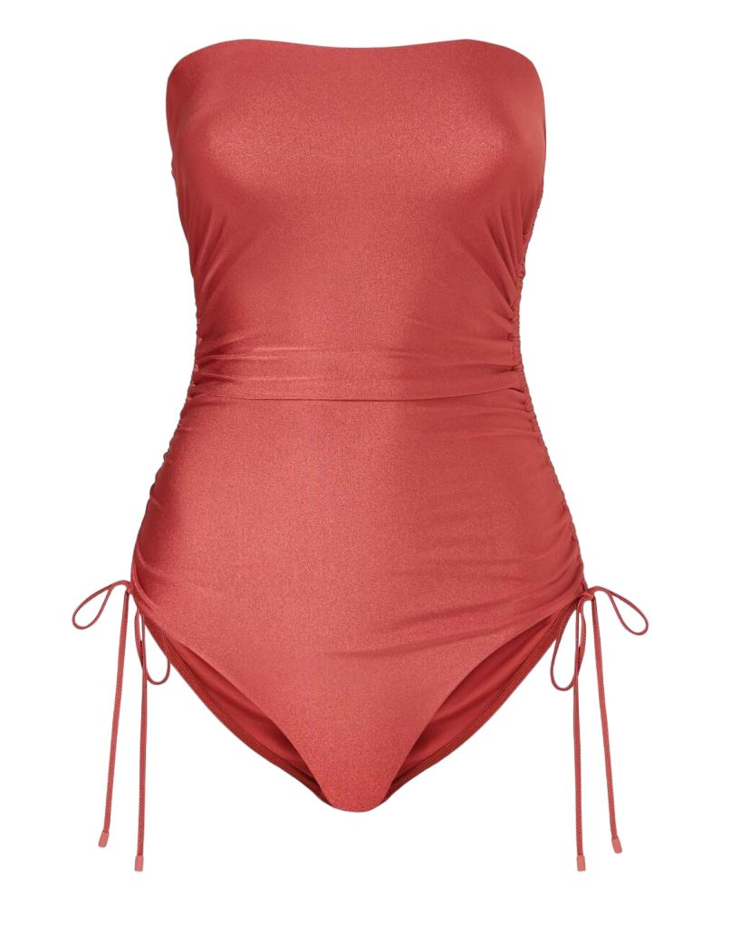 Zimmermann Jude Ruched Side One Piece | Musk, Adjustable Pulls, Bandeau Neckline