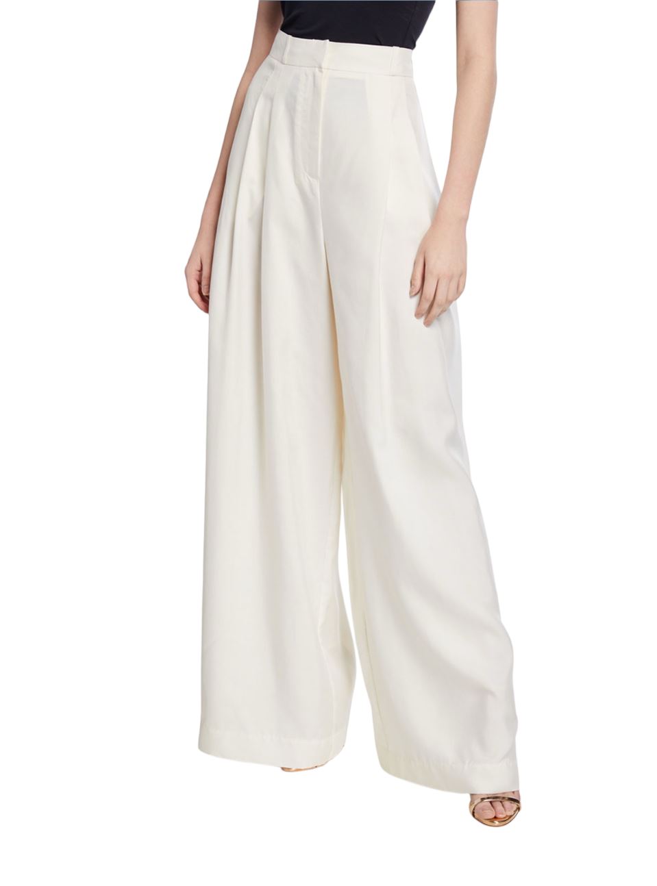 Zimmermann Moncur Wide Leg Pant | Pearl/Cream, Silk, Pleated Front, High Waist