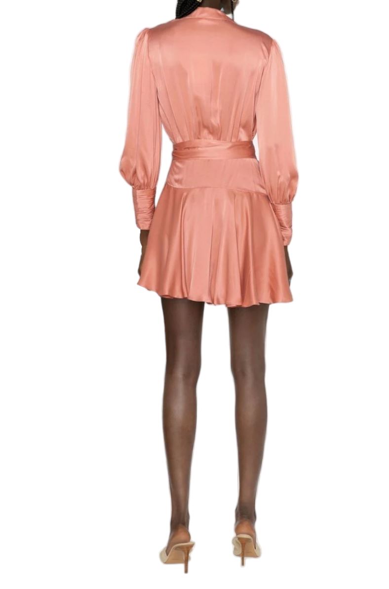 Zimmermann Silk Wrap Mini Dress | Dusty Pink, Sueded Silk Cocktail, Party Dress