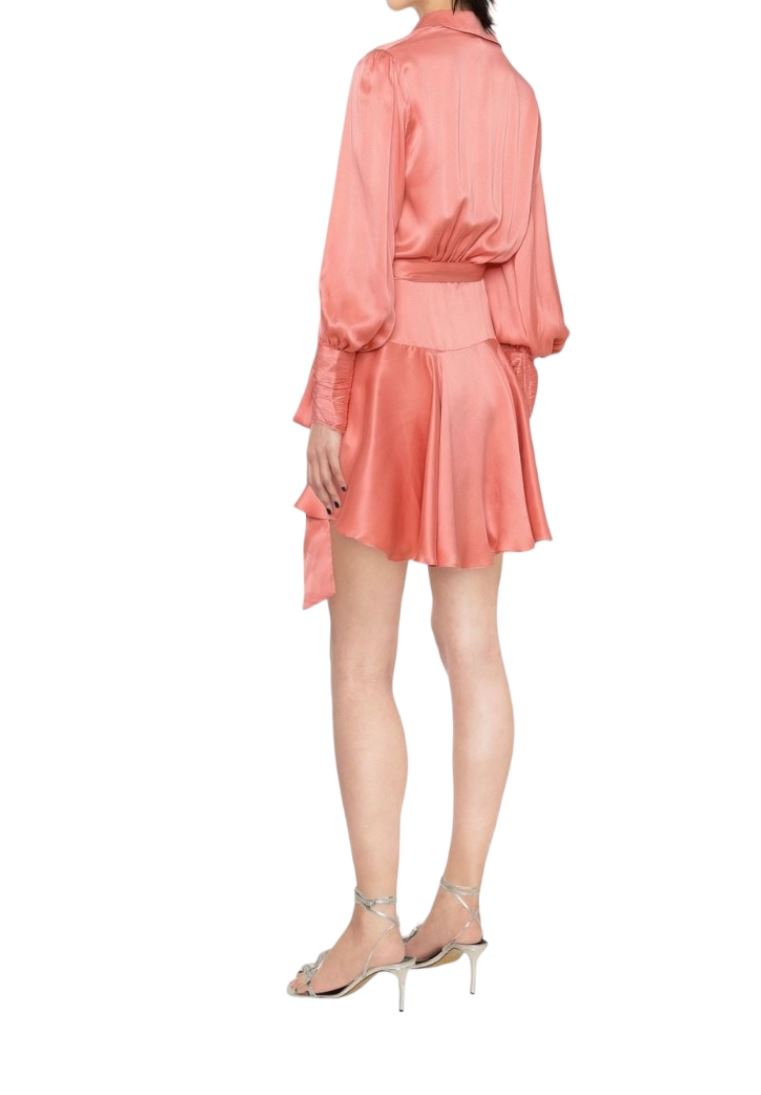 Zimmermann Silk Wrap Mini Dress | Dusty Pink, Sueded Silk Cocktail, Party Dress