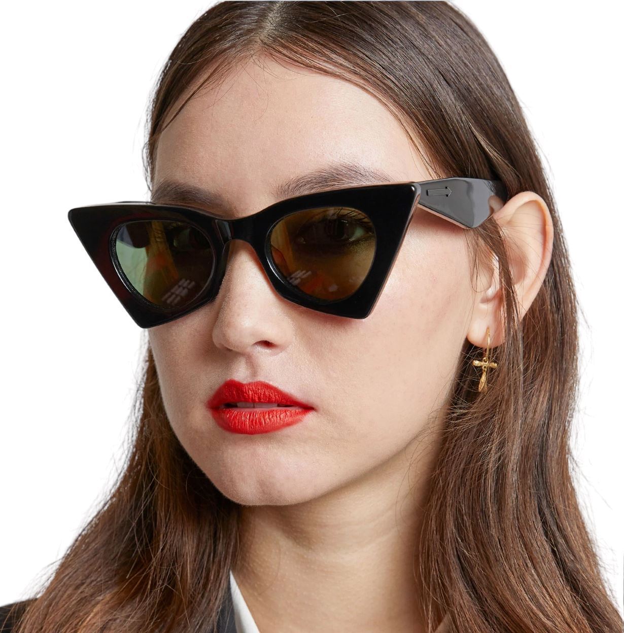 Karen Walker  Astral Arrow B Sunglasses | OxBlood, Blue Lens CatEye, Bio-Acetate