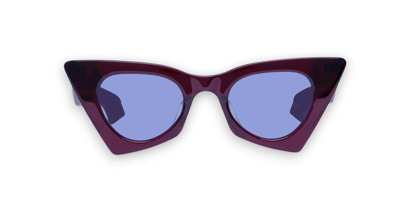 Karen Walker  Astral Arrow B Sunglasses | OxBlood, Blue Lens CatEye, Bio-Acetate