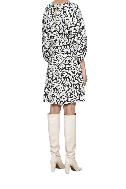 Veronika Maine Expressionism Short Dress | Mini, Black & White, Ethical, V Neck