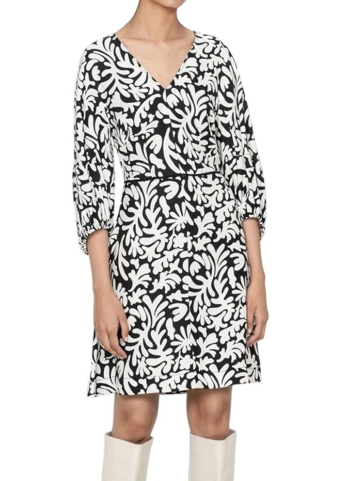 Veronika Maine Expressionism Short Dress | Mini, Black & White, Ethical, V Neck