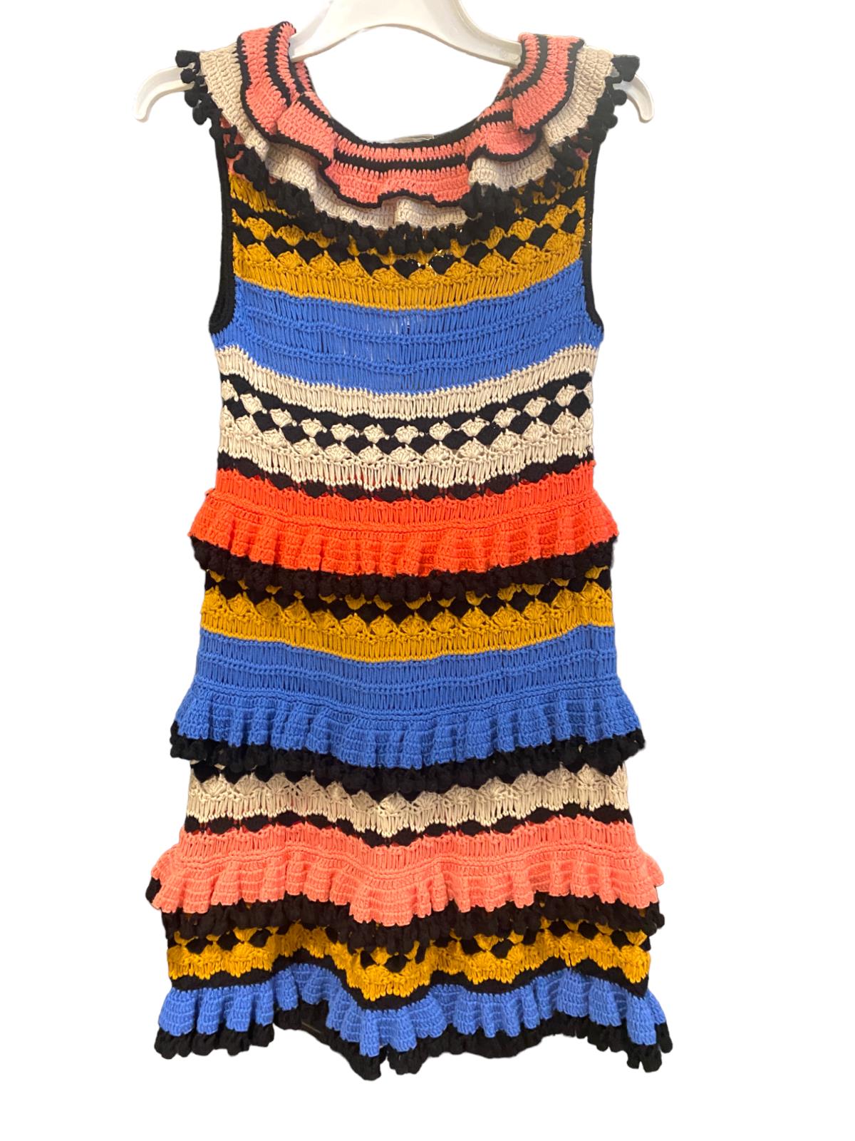 Zimmermann Tiggy Frill Mini Dress | Colourful, Crochet, Tiered, Frills, Pompoms