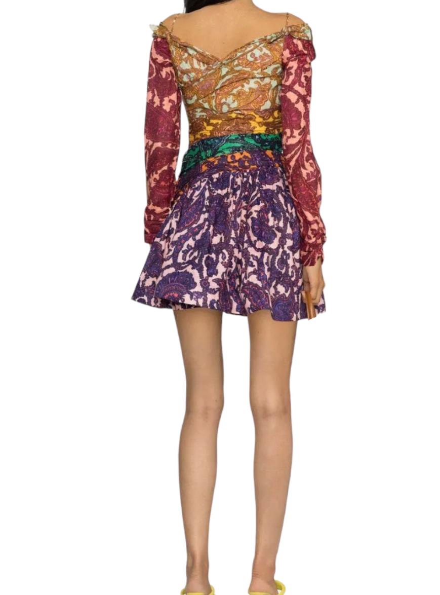 Zimmermann Tiggy Bow Mini Dress | Colourful, Linen, Tiered, Frills, Pompoms