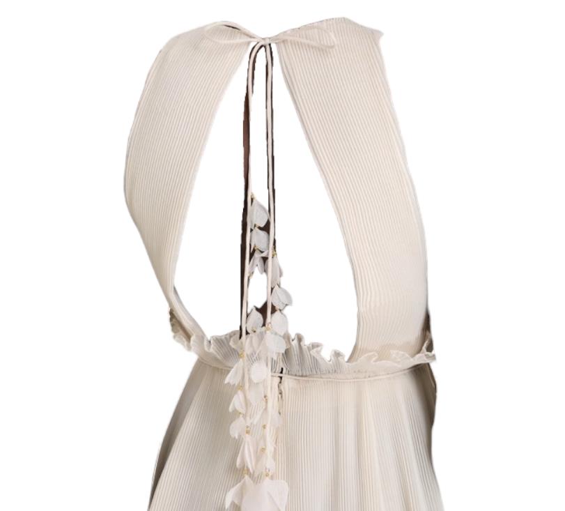 Zimmermann Pleated Picnic Dress | Ivory Bouquet Floral, Midi, Backless, Tie Belt