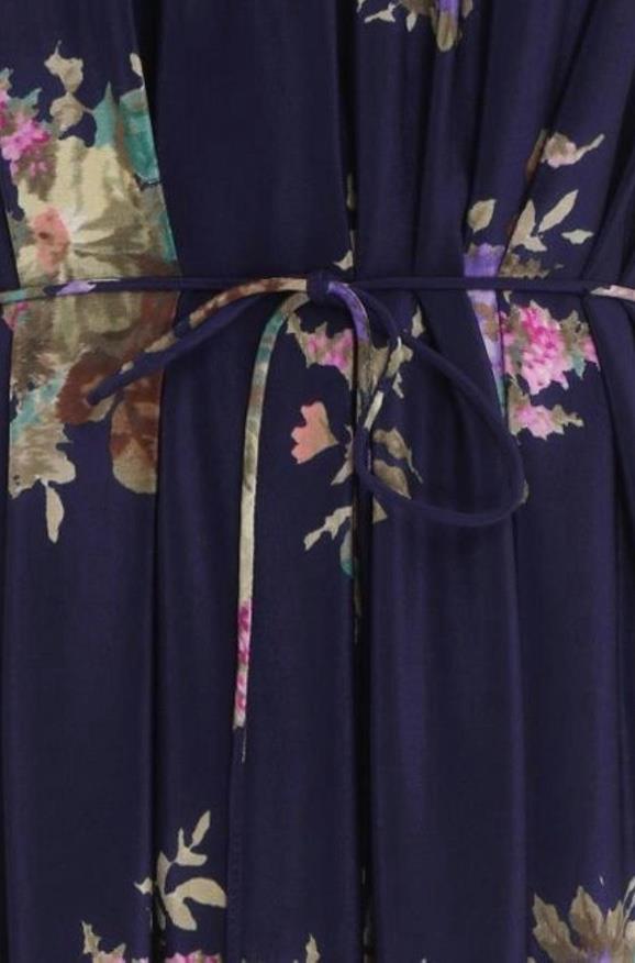 Zimmermann Halter Neck Midi Dress |Navy Floral, Silk, Removable Brooch, Tie Belt