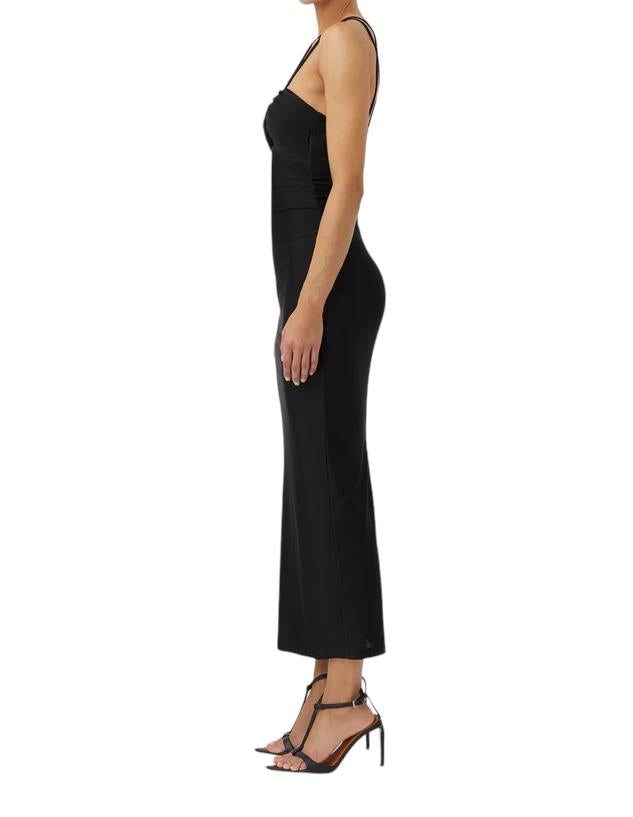 CAMILLA AND MARC Cerise Halter Midi Dress | Black, Stretch, Cut Out, Ruched