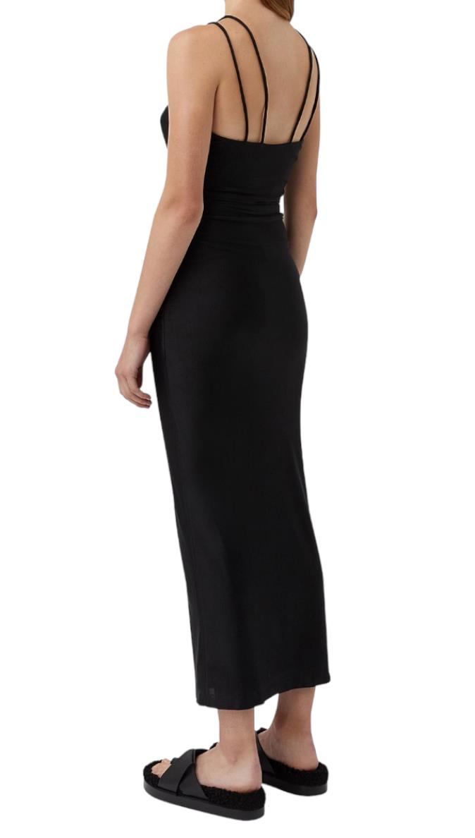 CAMILLA AND MARC Cerise Halter Midi Dress | Black, Stretch, Cut Out, Ruched