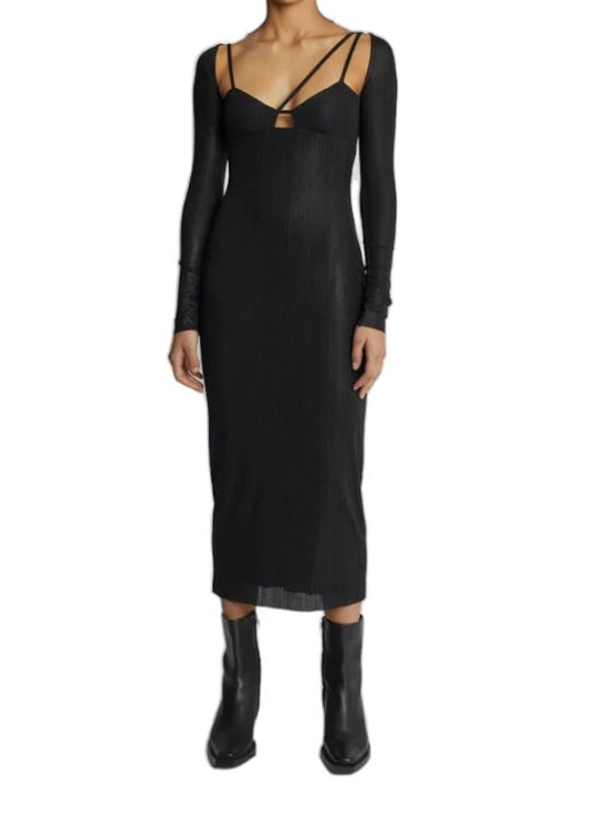 CAMILLA AND MARC Verner Dress | Strappy, Midi, Black, Bodycon, Fitted, Layered