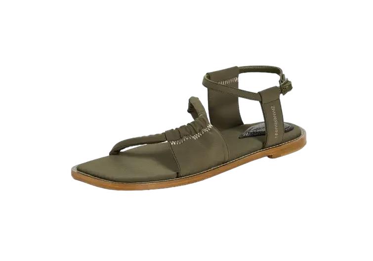 Zimmermann Scuba Flat Sandal | Olive / Khaki, Neoprene / Leather, Strappy Flats