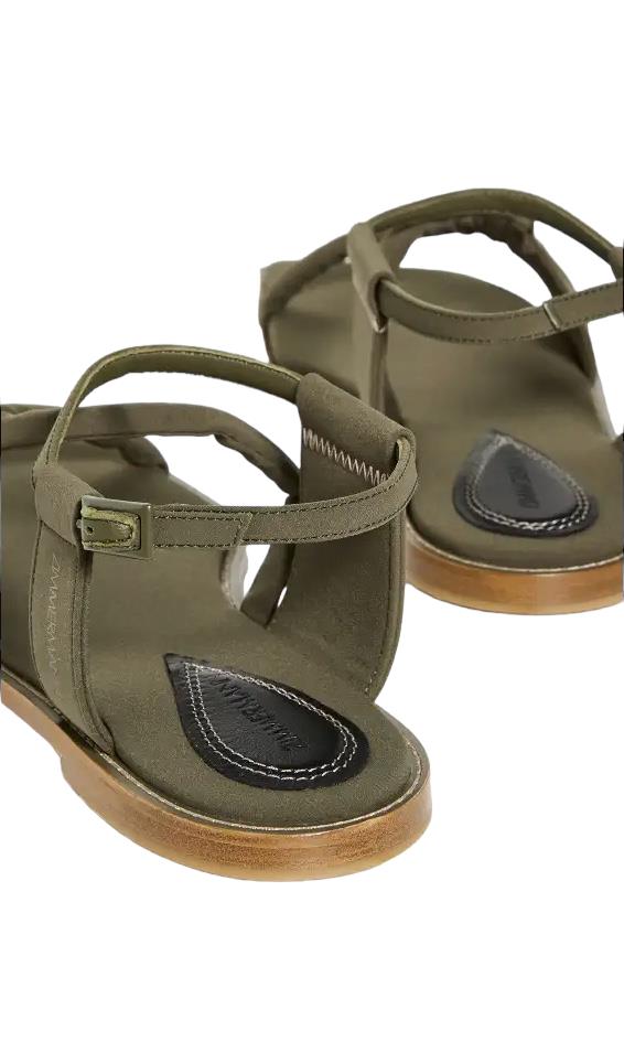 Zimmermann Scuba Flat Sandal | Olive / Khaki, Neoprene / Leather, Strappy Flats