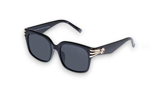 Le Specs Shell Shocked Sunglasses | Black/Gold Hardware, Clear Acetate, Square