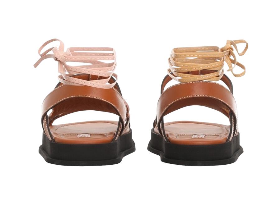 Zimmermann Rock Pool Sandals | Leather, Tan Multi, Ankle Straps, Flats, Embroid