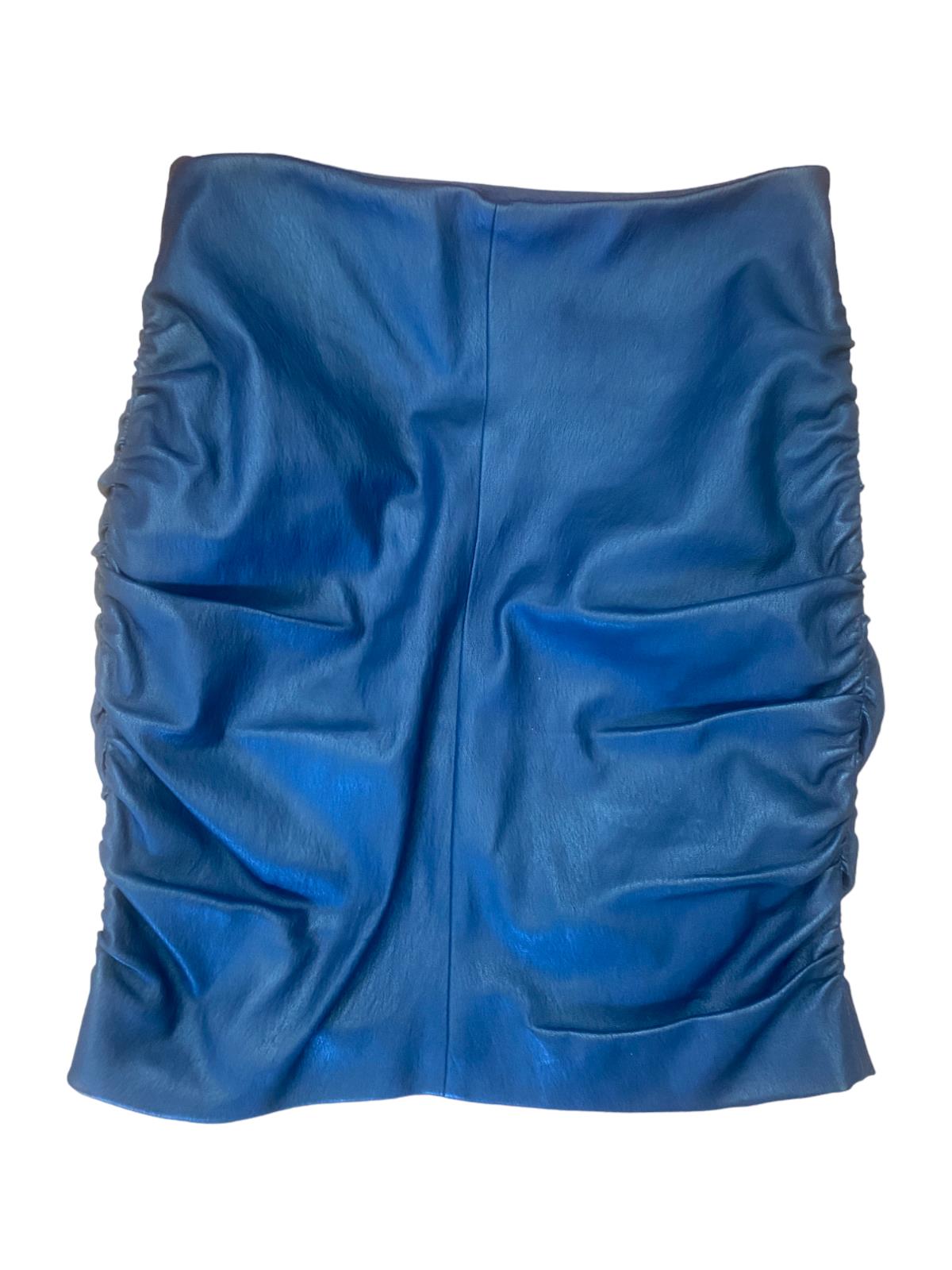 Scanlan Theodore French Leather Skirt | Midi/Mini, Stretch, Ruched Sides, Pencil