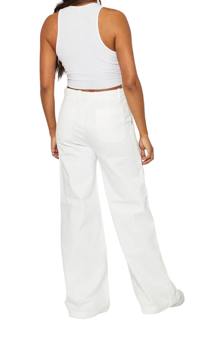 Sandro Paris White Pants | High Waist, Wide Leg, Size 38, Pockets, Seam