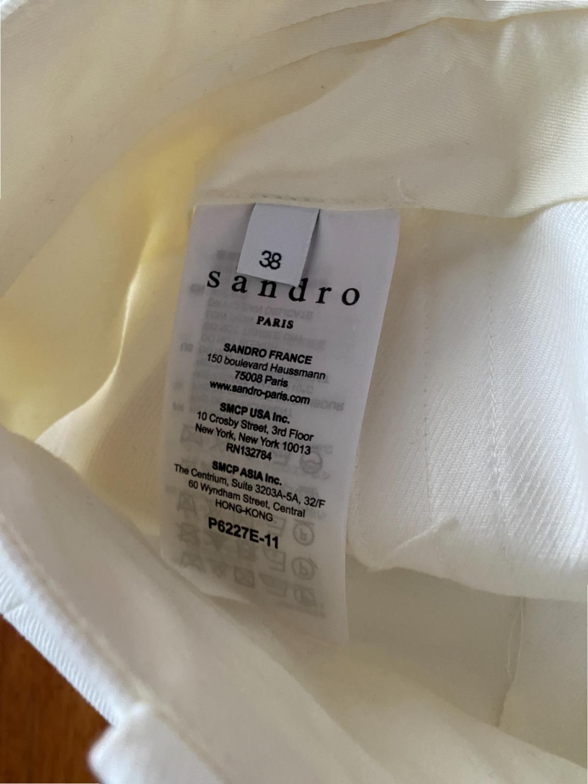 Sandro Paris White Pants | High Waist, Wide Leg, Size 38, Pockets, Seam