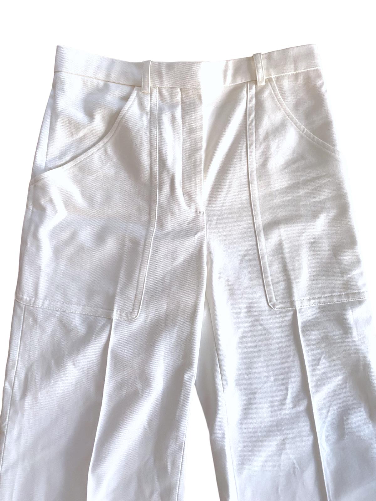 Sandro Paris White Pants | High Waist, Wide Leg, Size 38, Pockets, Seam