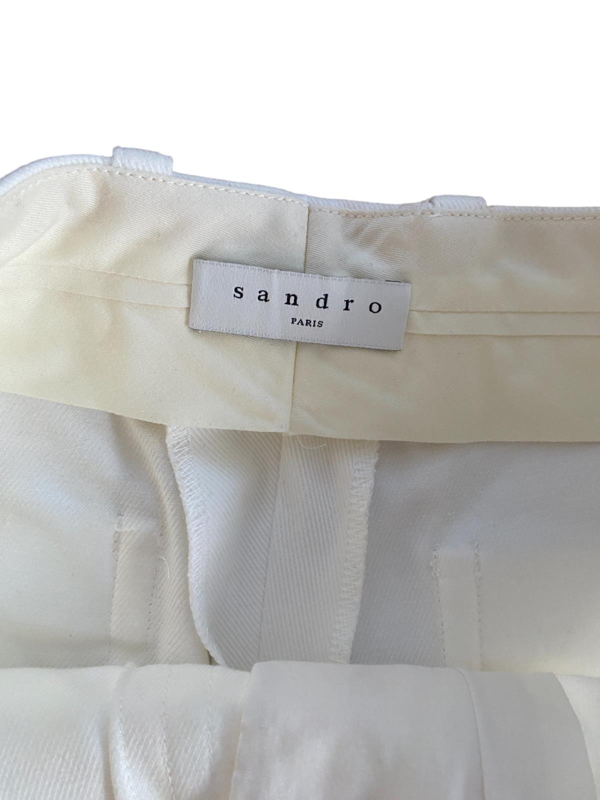 Sandro Paris White Pants | High Waist, Wide Leg, Size 38, Pockets, Seam