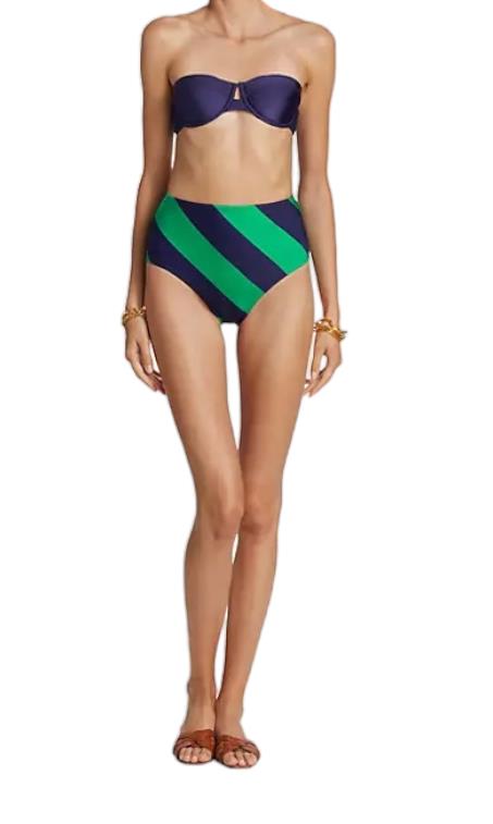 Zimmermann Tiggy High Waist Stripe Pant | Navy/Green Stripe, SOLD SEPERATELY