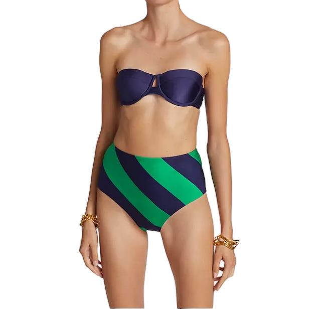 Zimmermann Tiggy High Waist Stripe Pant | Navy/Green Stripe, SOLD SEPERATELY