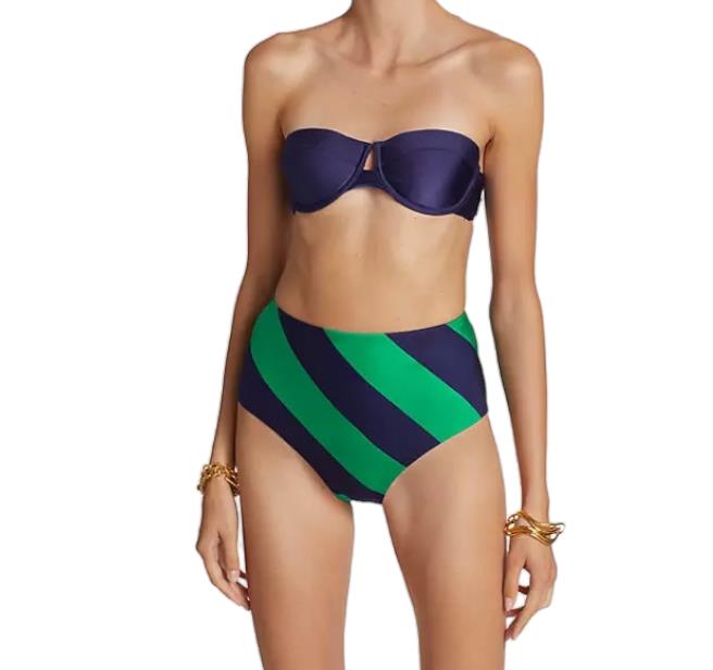 Zimmermann Tiggy High Waist Stripe Pant | Navy/Green Stripe, SOLD SEPERATELY