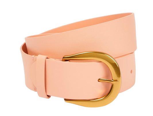 Zimmermann Classic Waist Leather Belt | Pink/Peach/Apricot, Gold Hardware Buckle