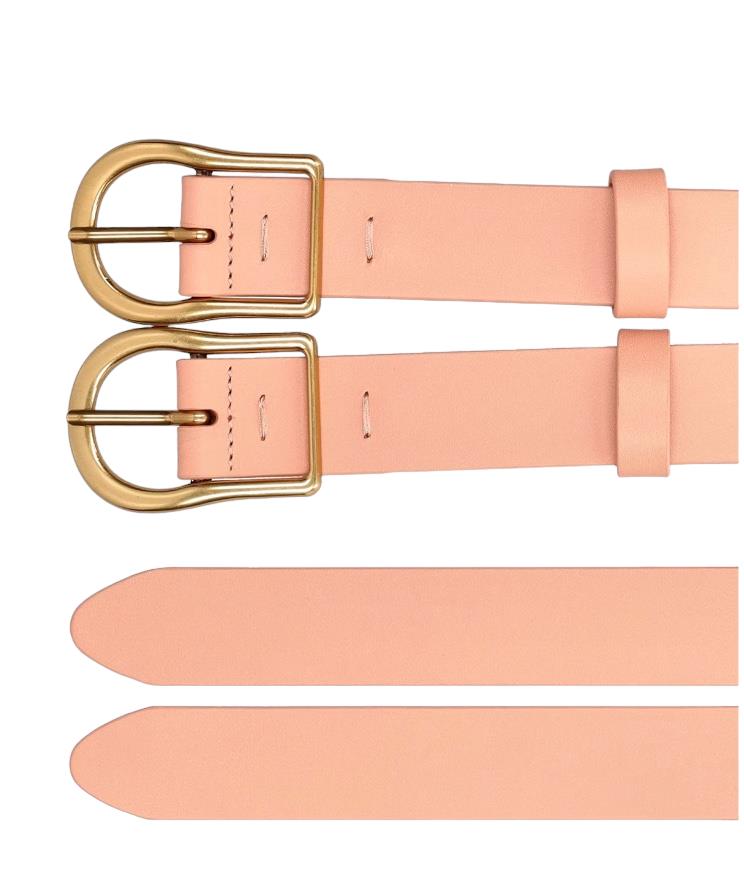 Zimmermann Classic Waist Leather Belt | Pink/Peach/Apricot, Gold Hardware Buckle