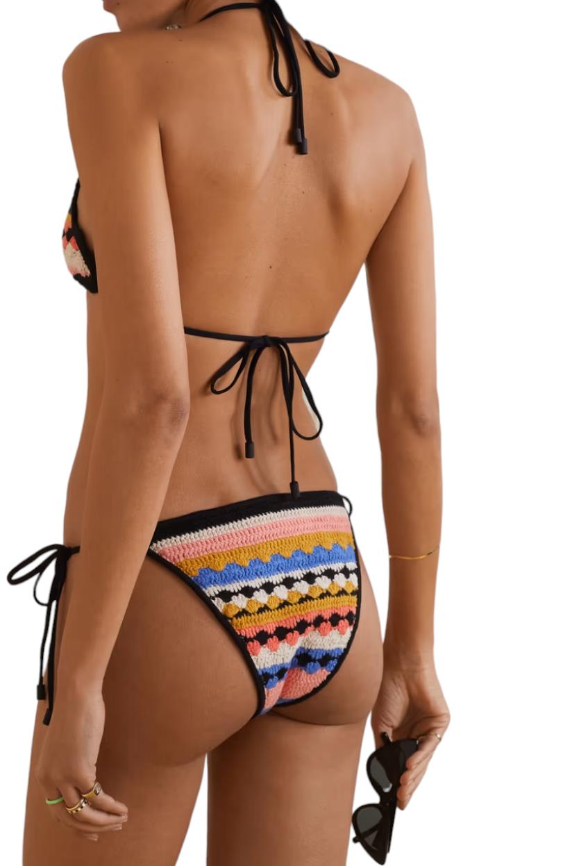 Zimmermann Tiggy Crochet Bikini | Navy Muliti Colour, Cotton, Low Rise