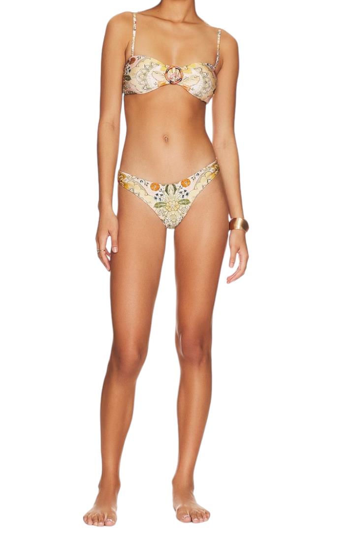 Zimmermann Laurel Bamboo Ring BIkini | Bandeau, Low Rise, Floral, Optional strap